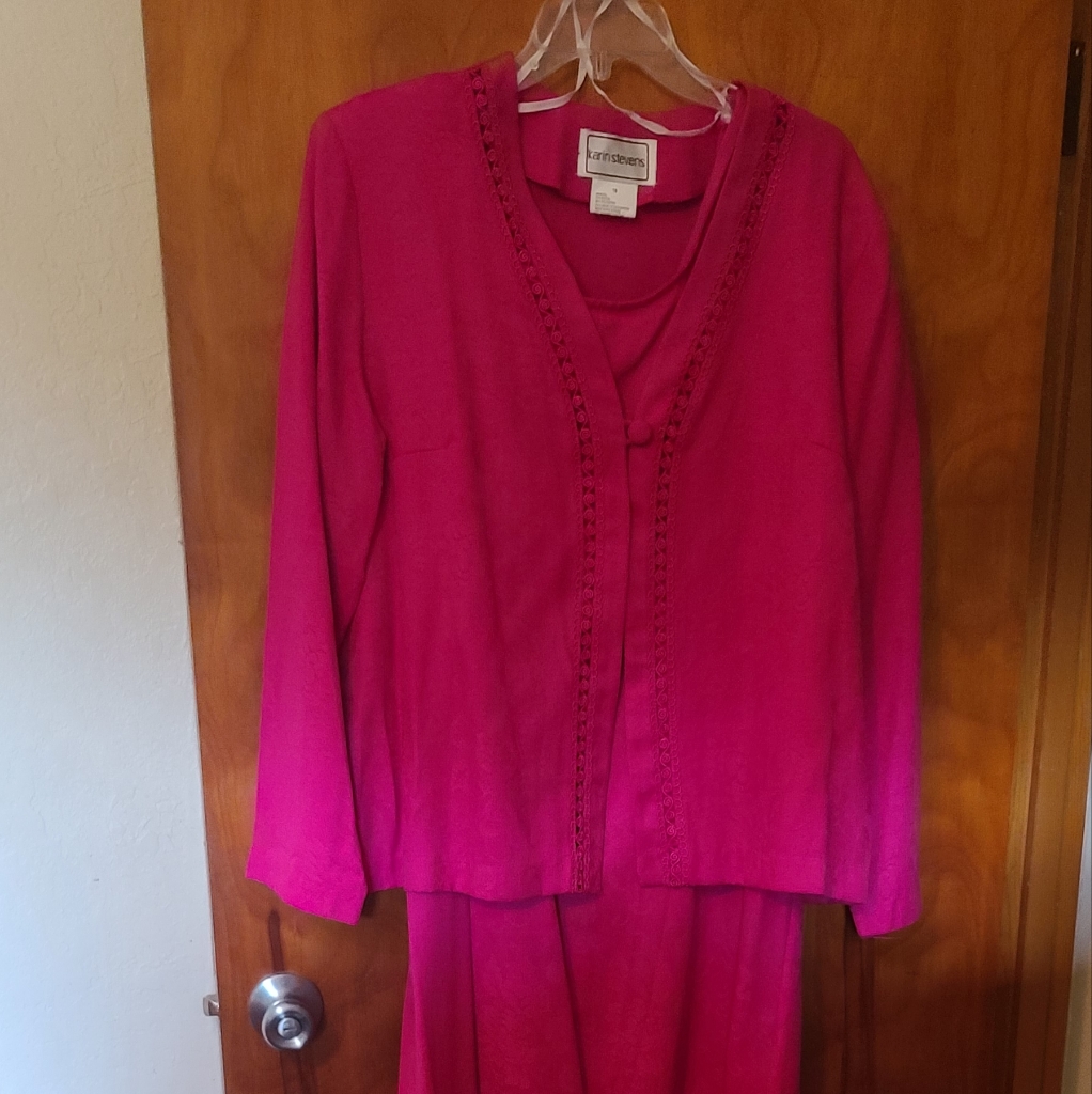 Women's Hotpink 2 Piece Tank Dress And Over Cardigan/ Shirt. Size 18